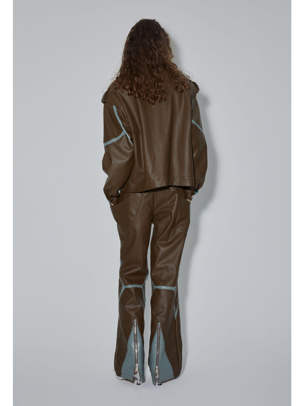 APRIORITY Dark Brown Special Cut Lapel Loose Fit Street Women's Pu Leather Jackets