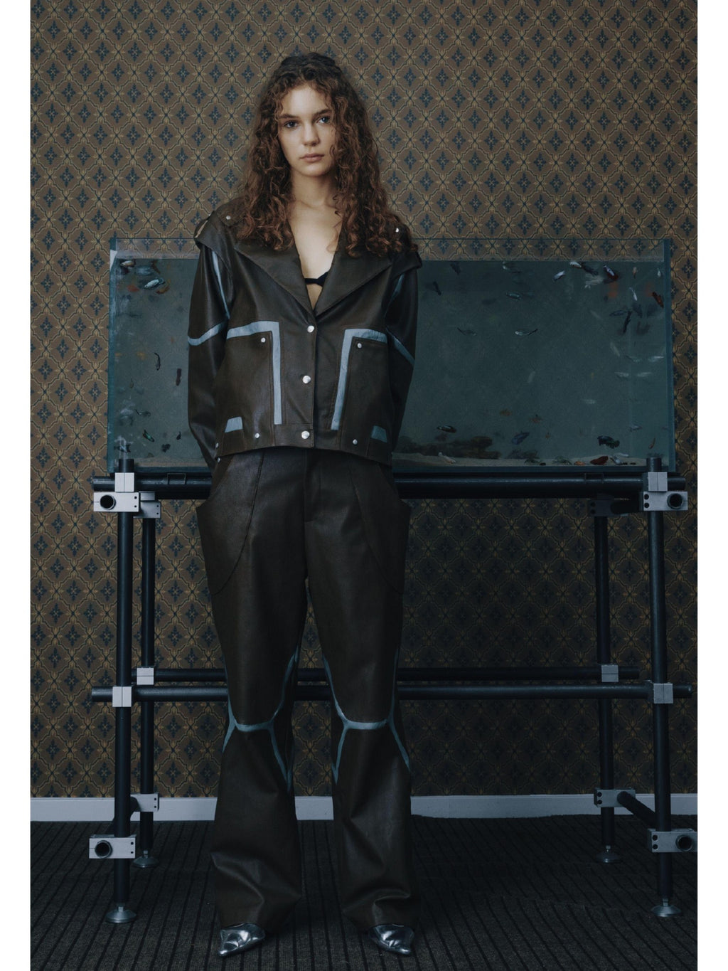 APRIORITY Dark Brown Special Cut Lapel Loose Fit Street Women's Pu Leather Jackets