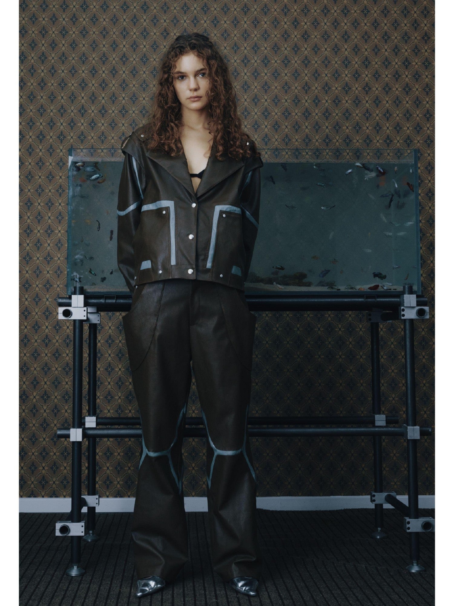 APRIORITY Dark Brown Special Cut Lapel Loose Fit Street Women's Pu Leather Jackets