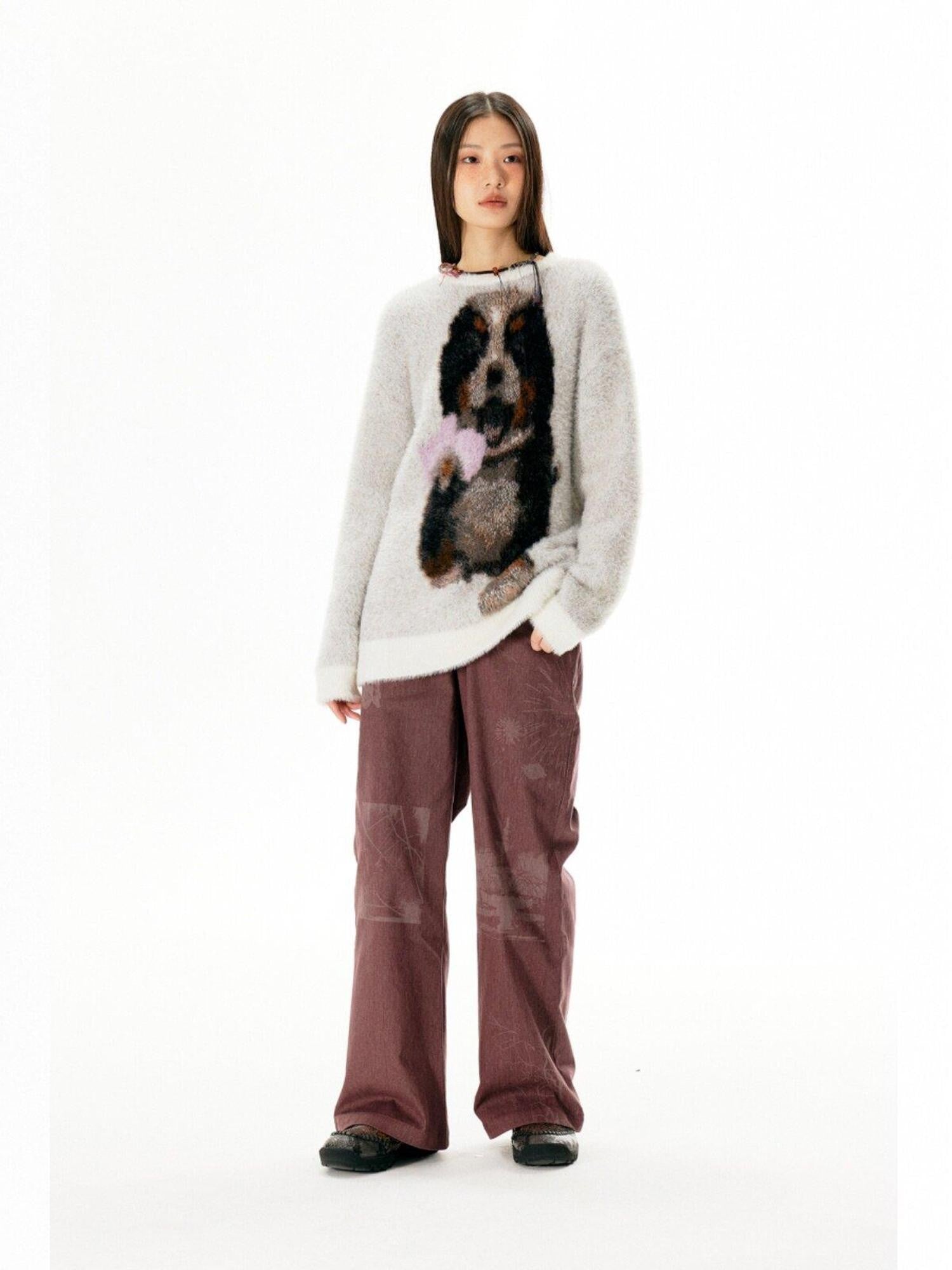APRIORITY Dark Red Laser Burnout Floral Distressed Women's Cotton Wide-leg Pants