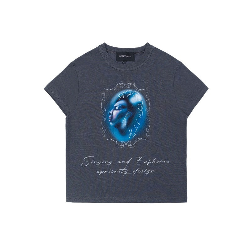 APRIORITY_Deep_Blue_Cropped_Slogan_Crewneck_Women's_Cotton_Short_Sleeve_T-shirts_768238168077_MISSTT