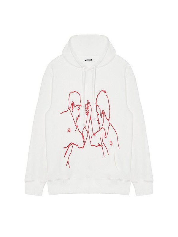 APRIORITY Deep Brown Arm Wrestling Print Inset Pocket Women's Cotton Hoodies