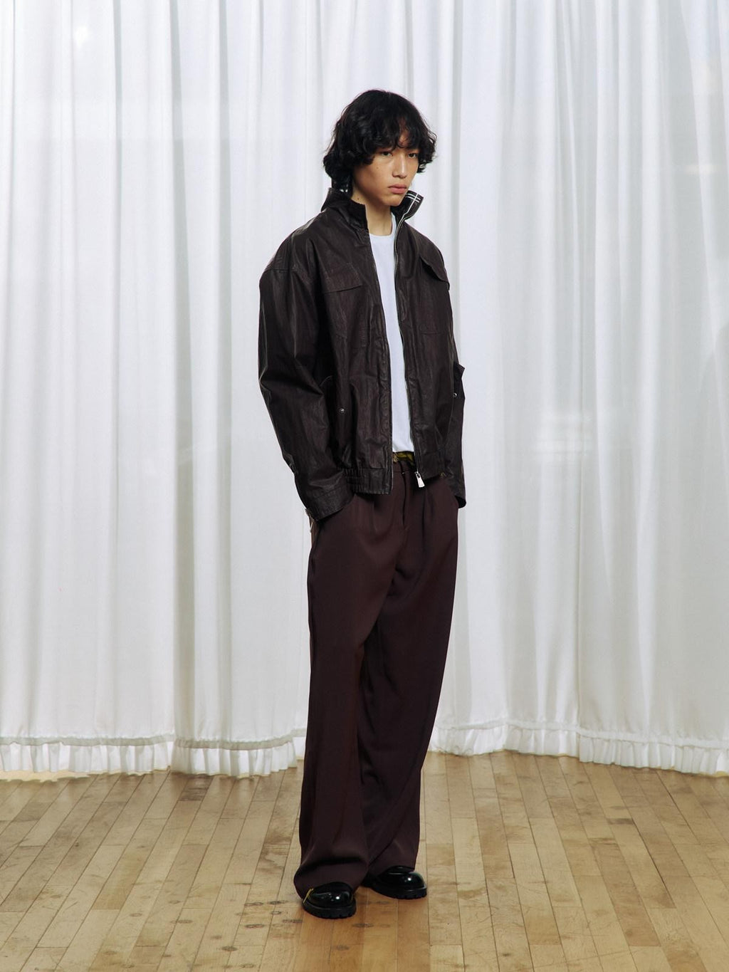 APRIORITY Deep Brown Floral Applique Waist Belt Women's Polyester Tailored Pants
