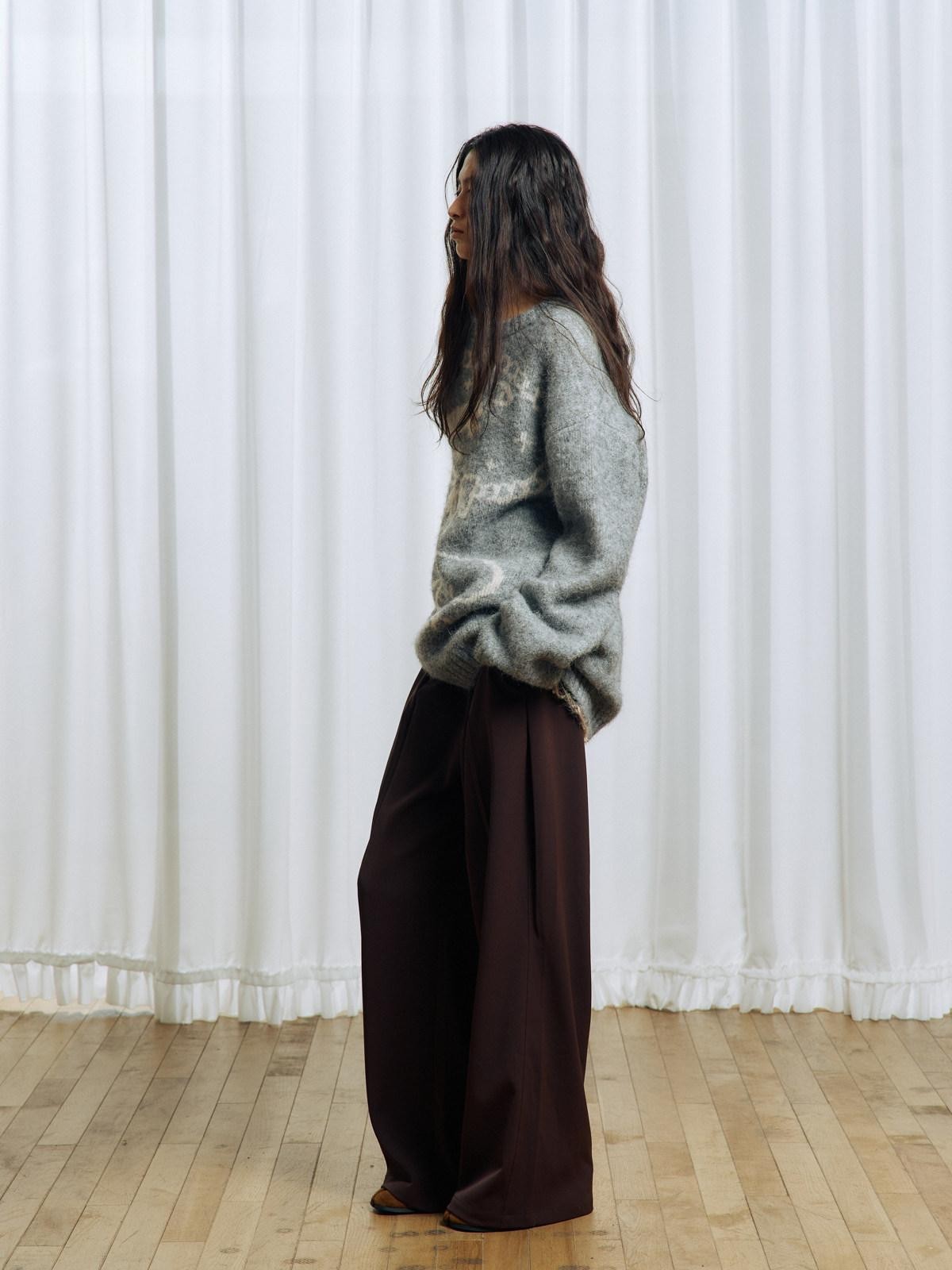 APRIORITY Deep Brown Floral Applique Waist Belt Women's Polyester Tailored Pants