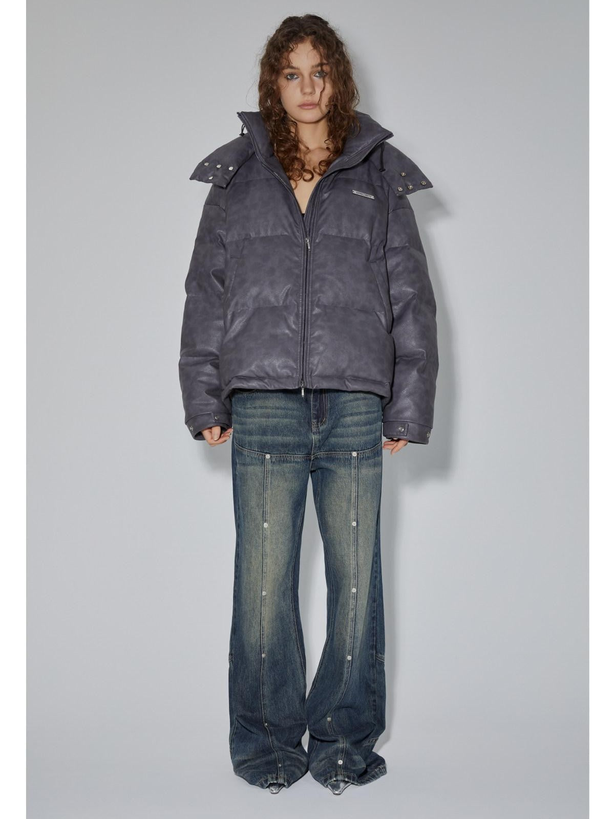 APRIORITY Deep Gray High Fill 90 Percent Puffer Women's White Duck Down Jackets