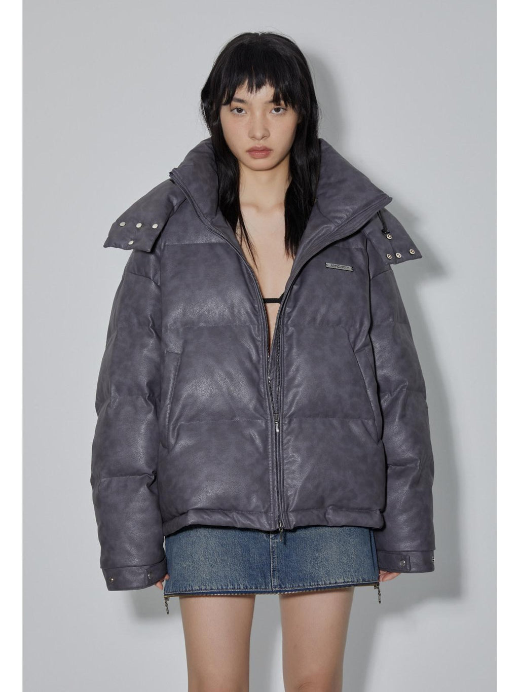 APRIORITY Deep Gray High Fill 90 Percent Puffer Women's White Duck Down Jackets