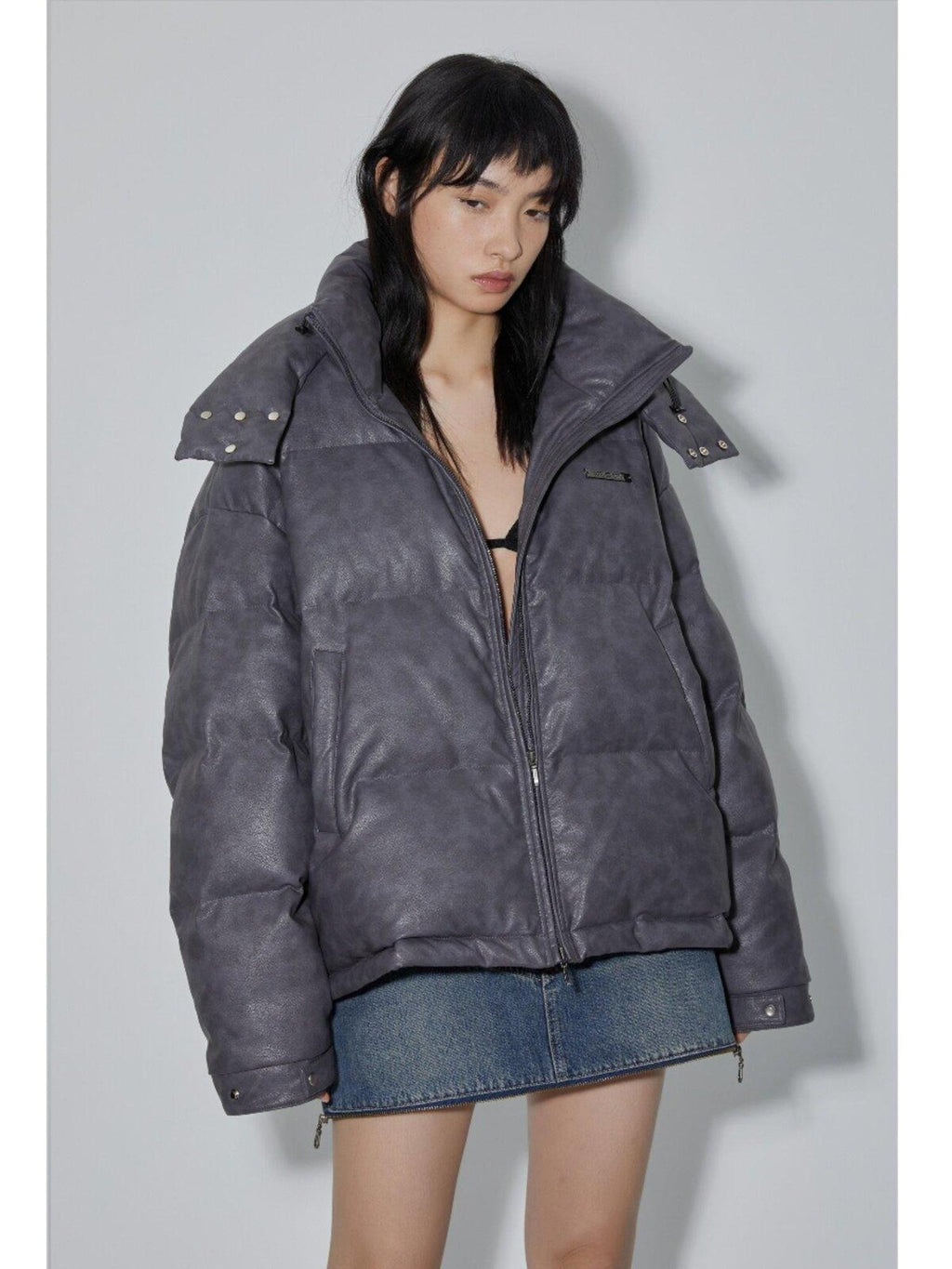APRIORITY Deep Gray High Fill 90 Percent Puffer Women's White Duck Down Jackets
