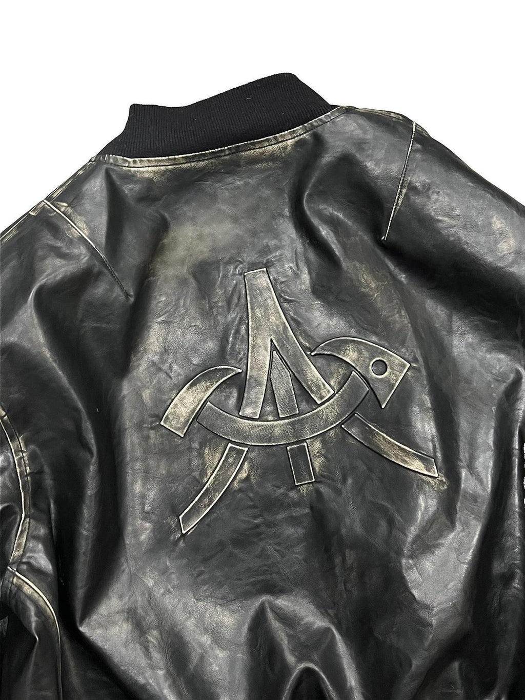 APRIORITY Distressed Embossed Print Faux Leather Women's Leather Jackets