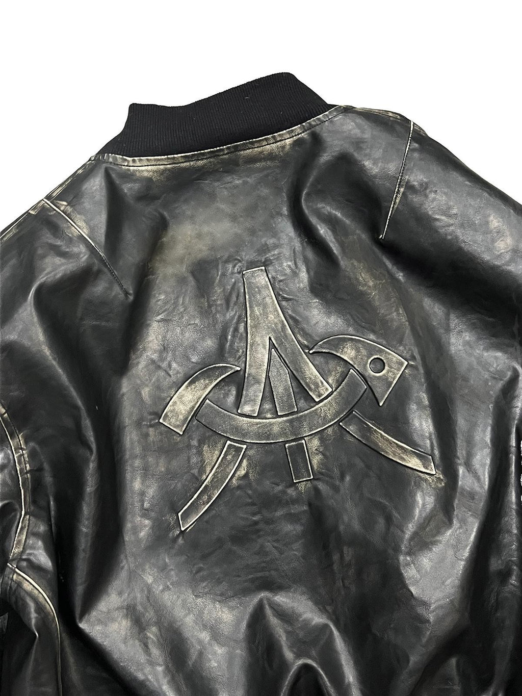 APRIORITY Distressed Embossed Print Faux Leather Women's Leather Jackets