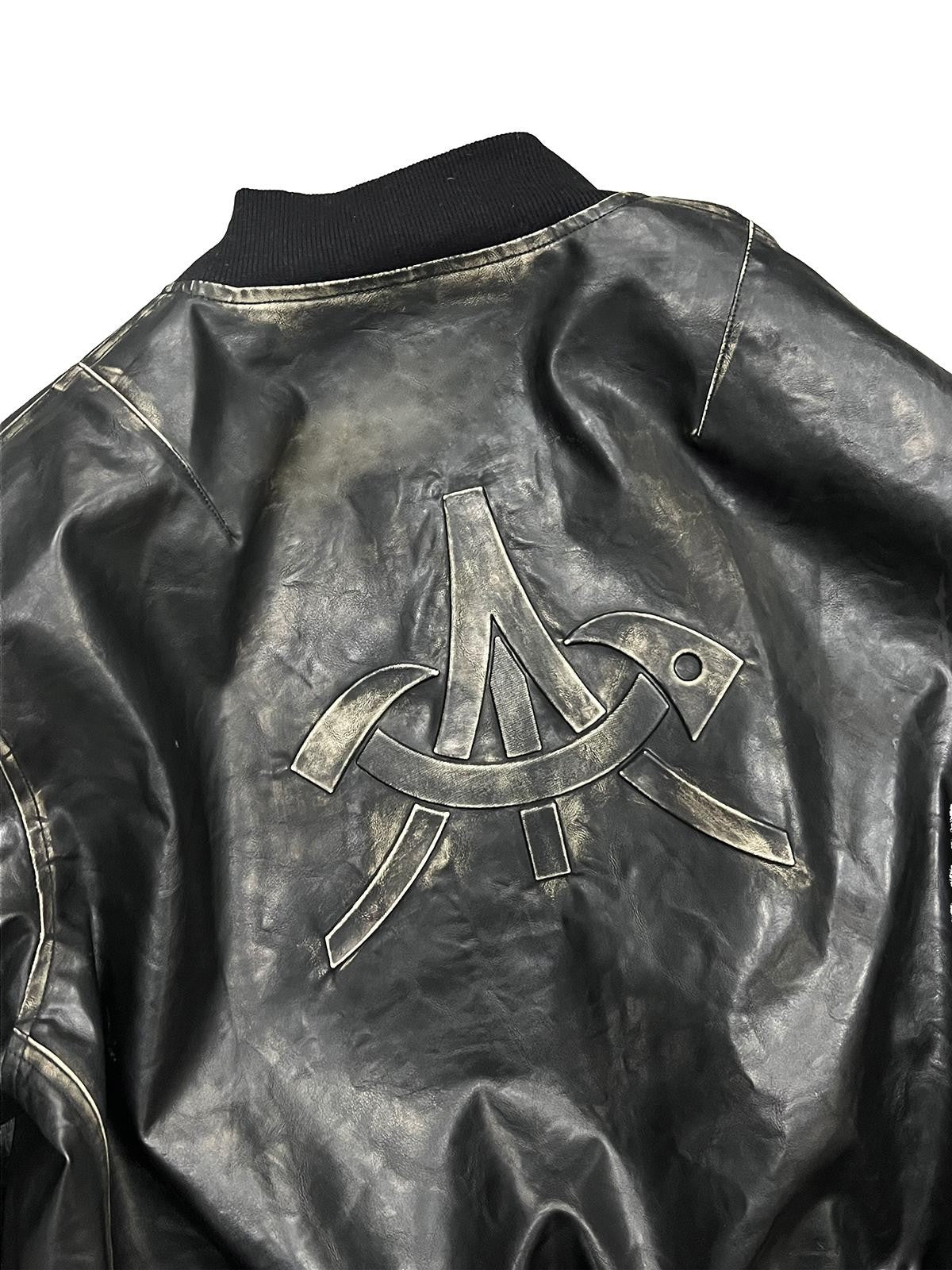 APRIORITY Distressed Embossed Print Faux Leather Women's Leather Jackets