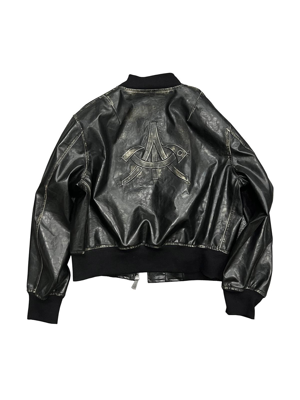 APRIORITY Distressed Embossed Print Faux Leather Women's Leather Jackets