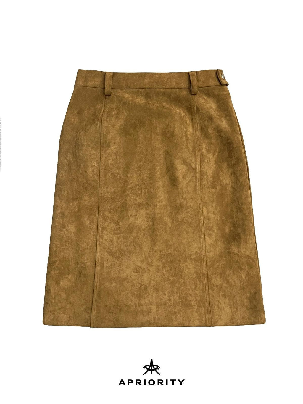 APRIORITY Distressed Faux Suede Cross Pocket A Line Women's Polyester Blend Midi Skirts