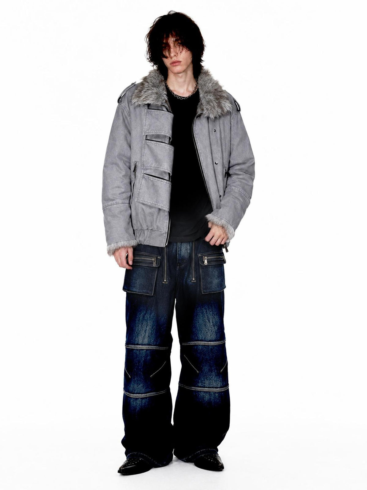 APRIORITY Distressed Loose High Neck Warm Womens Cotton Coach Jackets