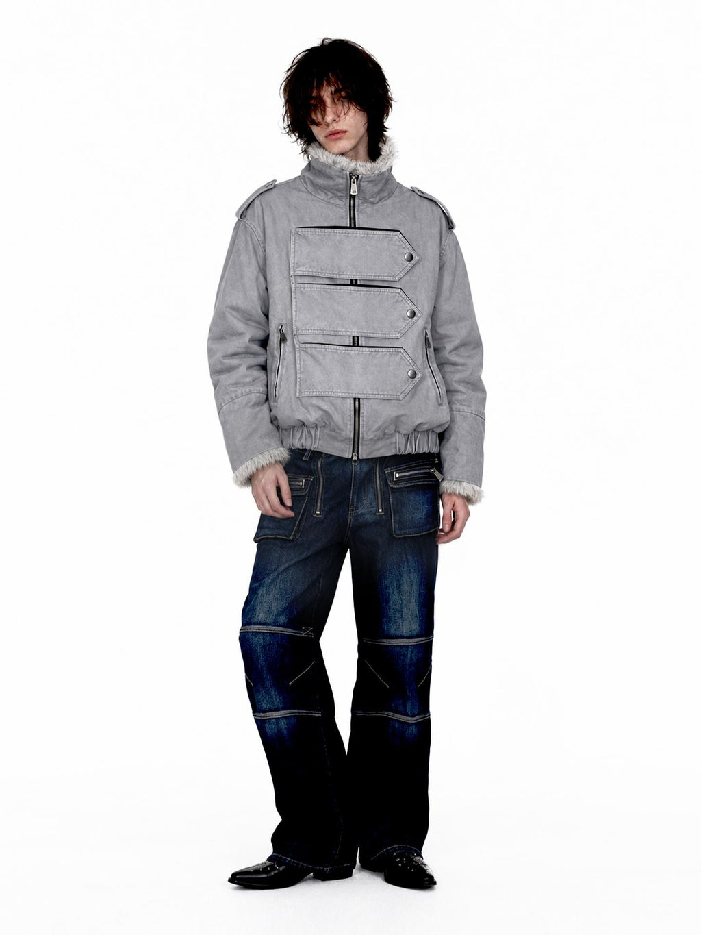 APRIORITY Distressed Loose High Neck Warm Womens Cotton Coach Jackets