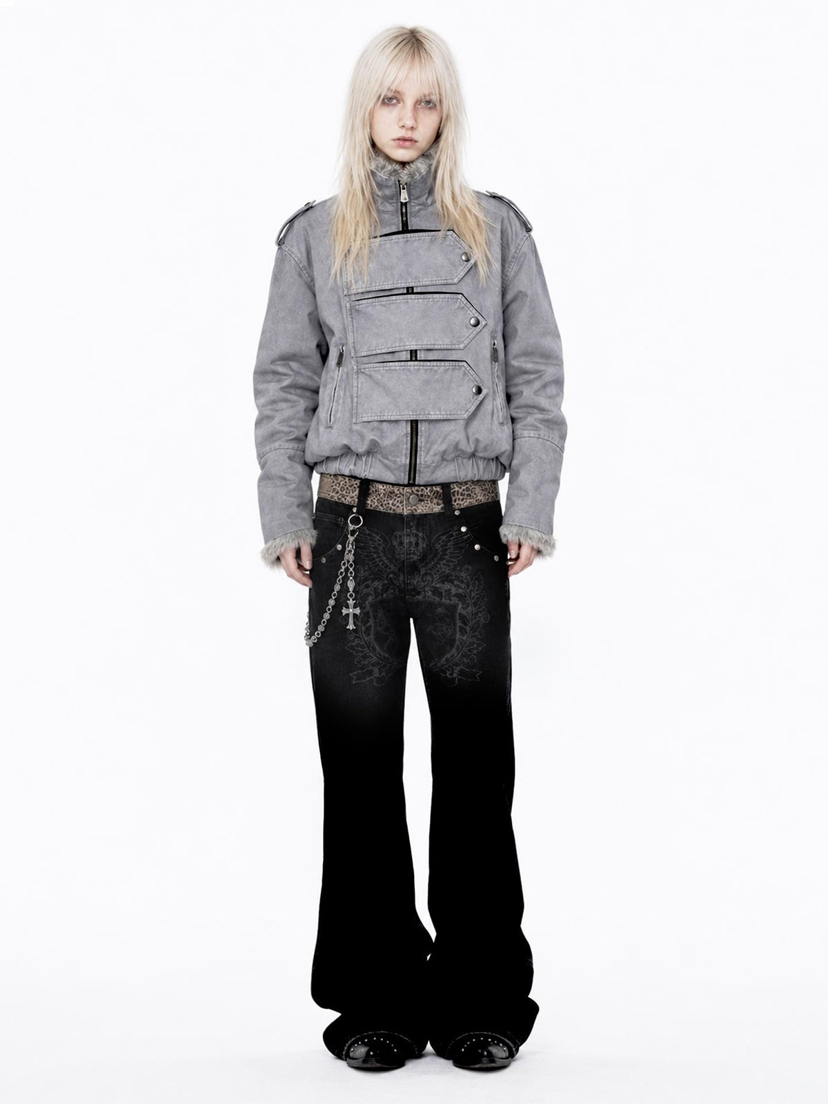 APRIORITY Distressed Loose High Neck Warm Womens Cotton Coach Jackets