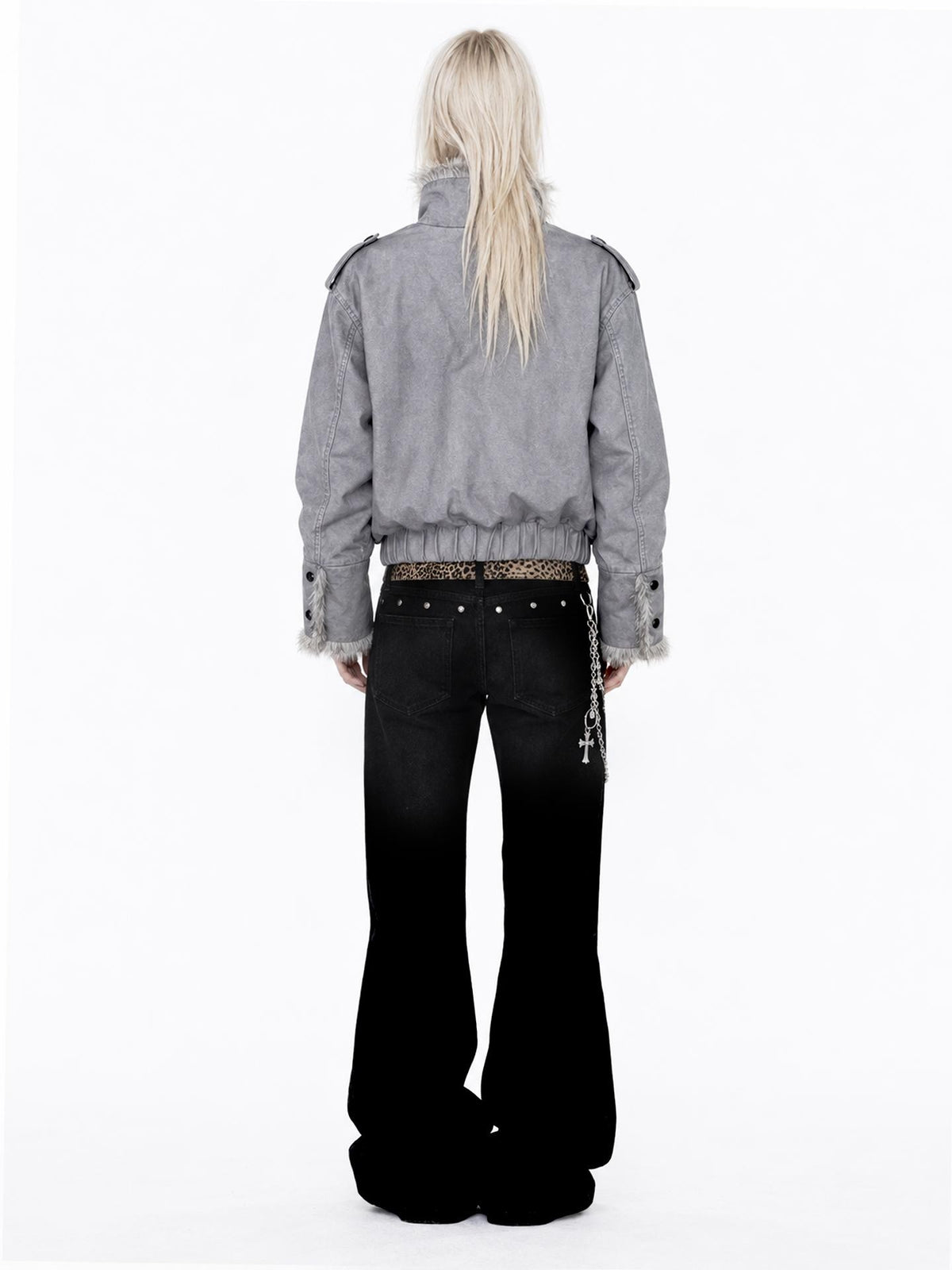 APRIORITY Distressed Loose High Neck Warm Womens Cotton Coach Jackets