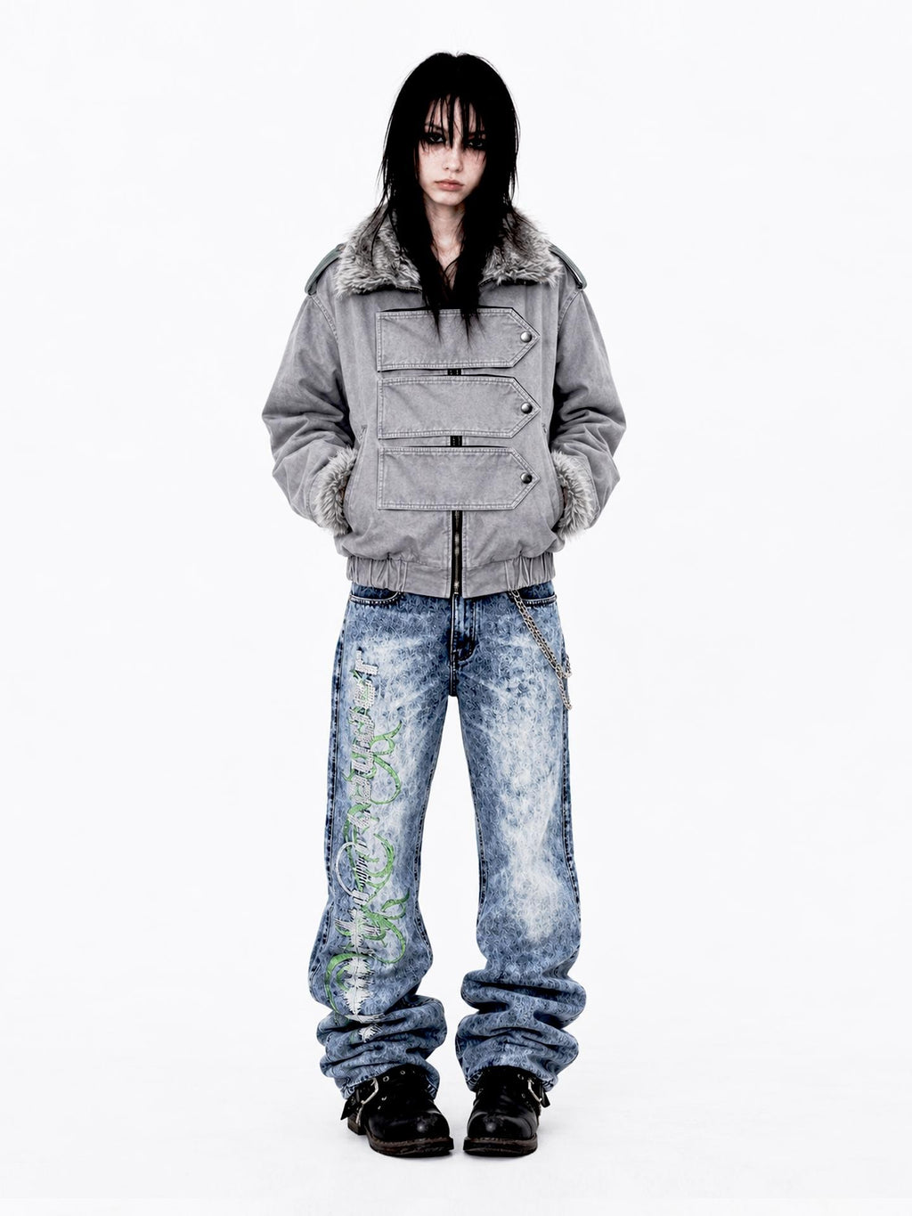 APRIORITY Distressed Loose High Neck Warm Womens Cotton Coach Jackets