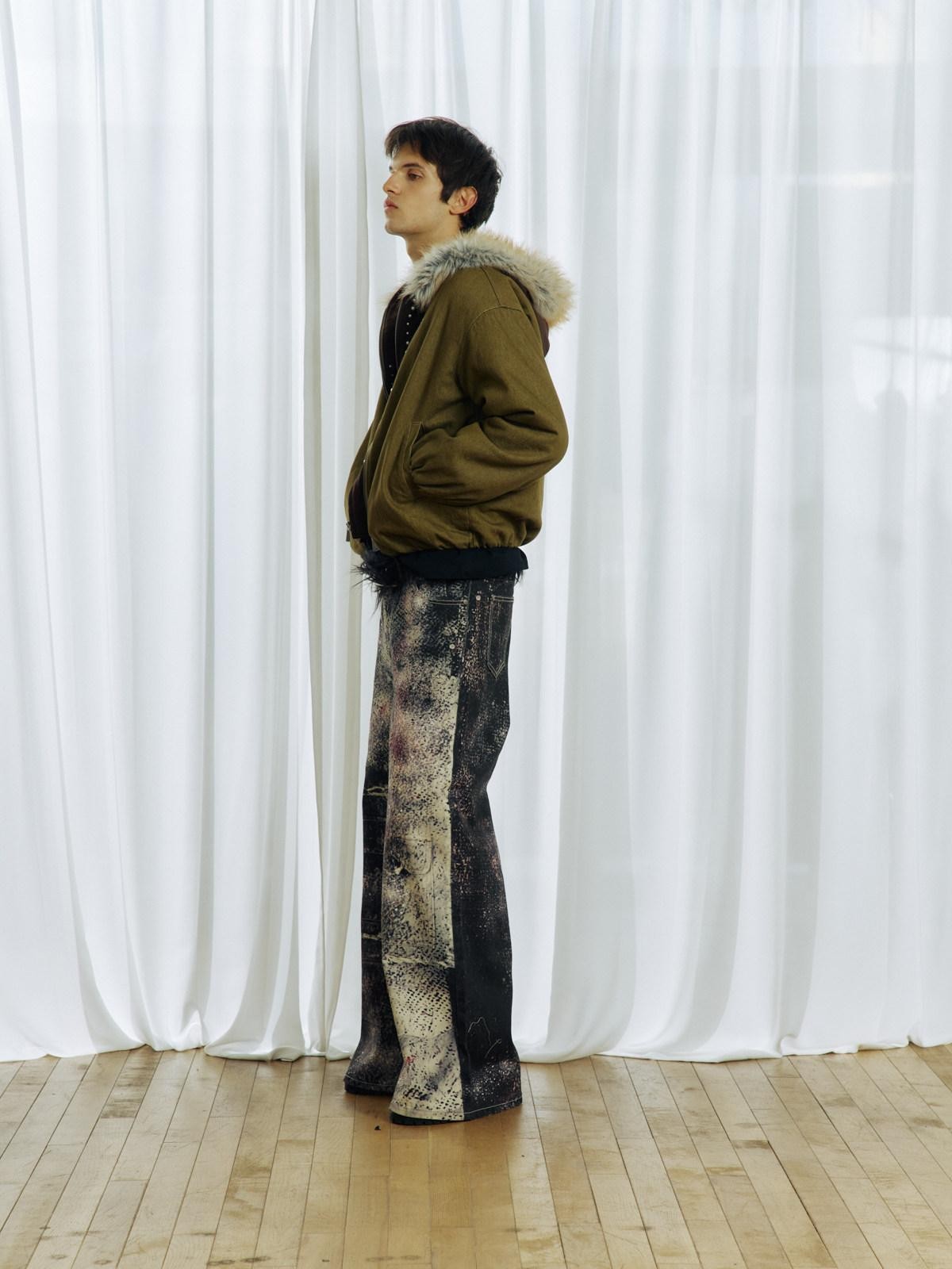 APRIORITY Distressed Patchwork 3d Digital Print Women's Cotton Denim Straight-leg Jeans