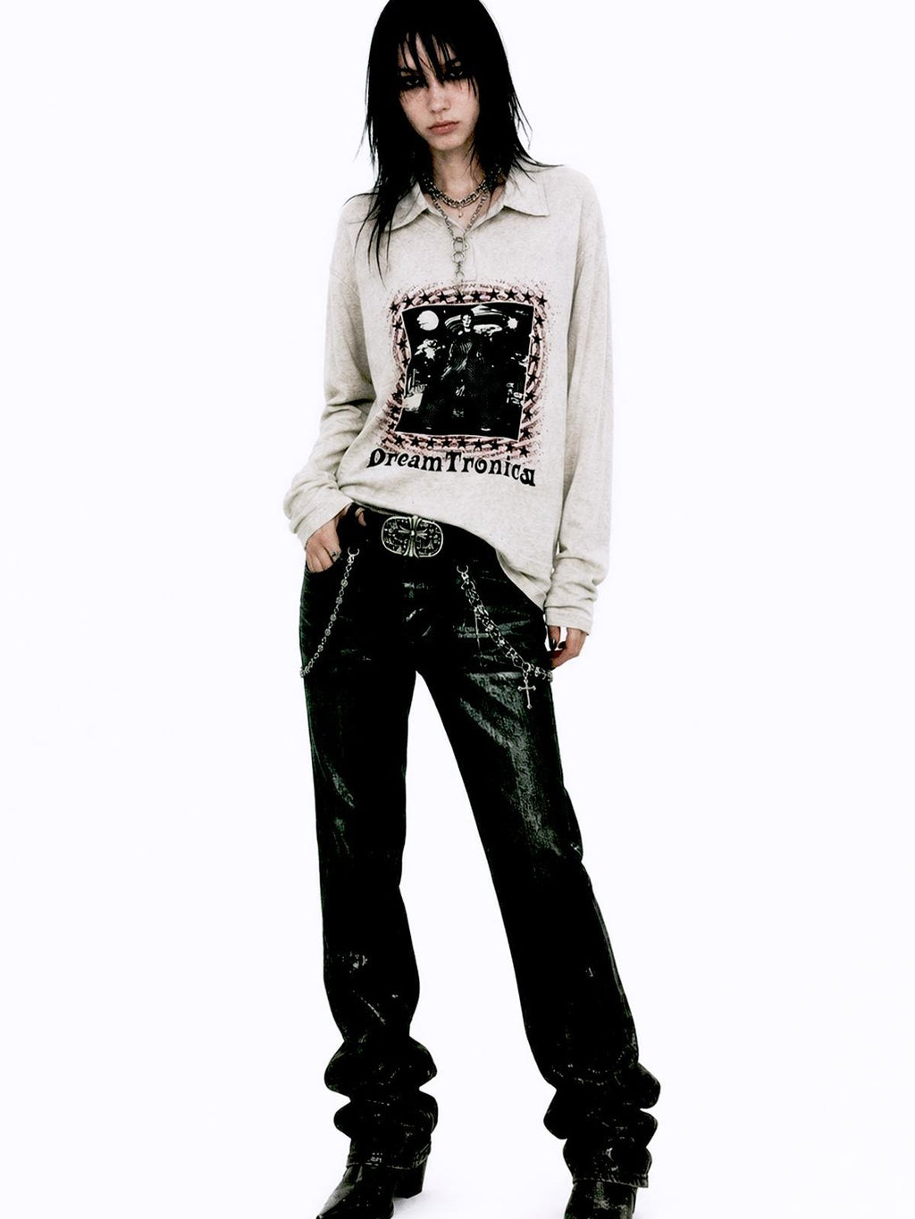 APRIORITY Distressed Print Loose Fit Women's Cotton Long Sleeve T-shirts