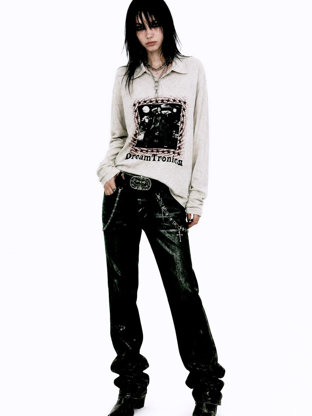 APRIORITY Distressed Print Loose Fit Women's Cotton Long Sleeve T-shirts