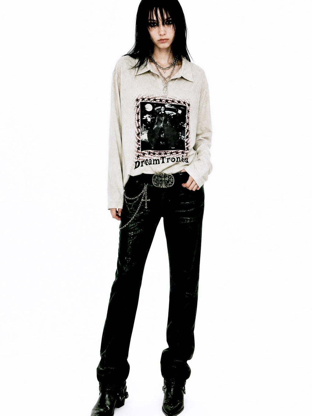 APRIORITY Distressed Print Loose Fit Women's Cotton Long Sleeve T-shirts