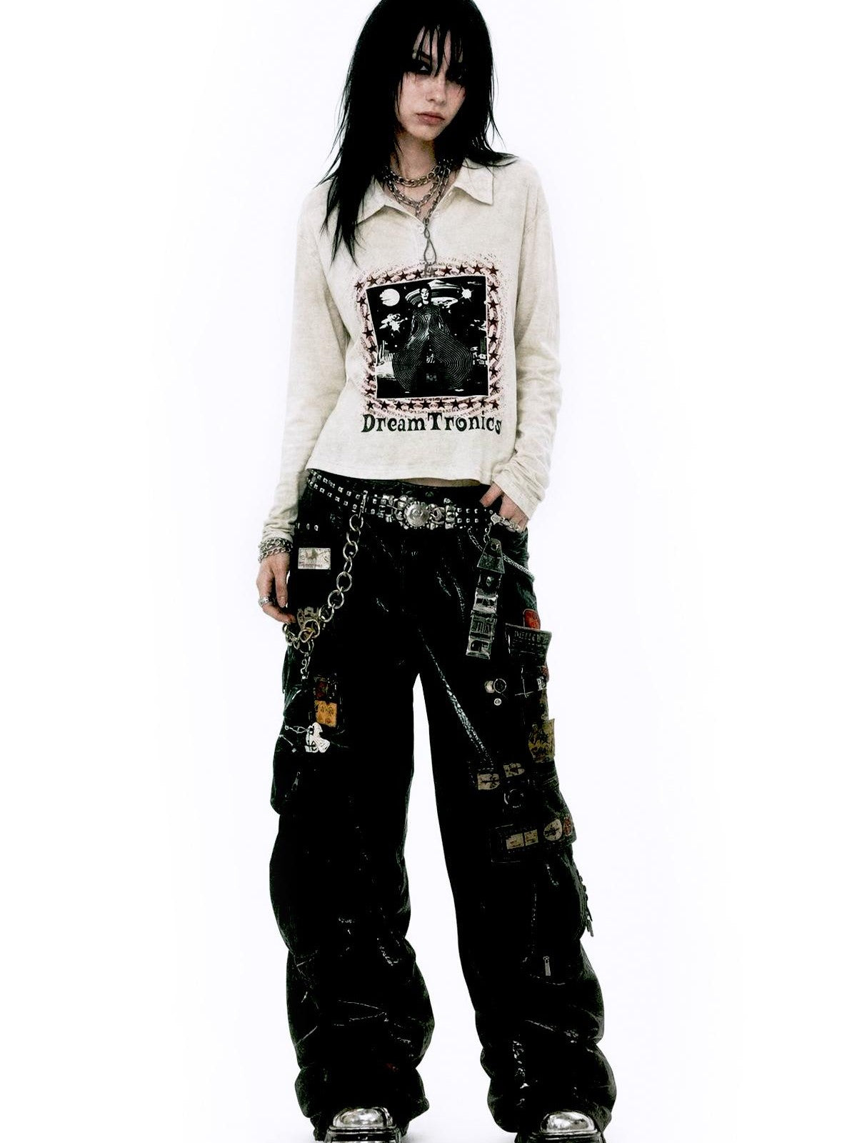 APRIORITY Distressed Print Loose Fit Women's Cotton Long Sleeve T-shirts
