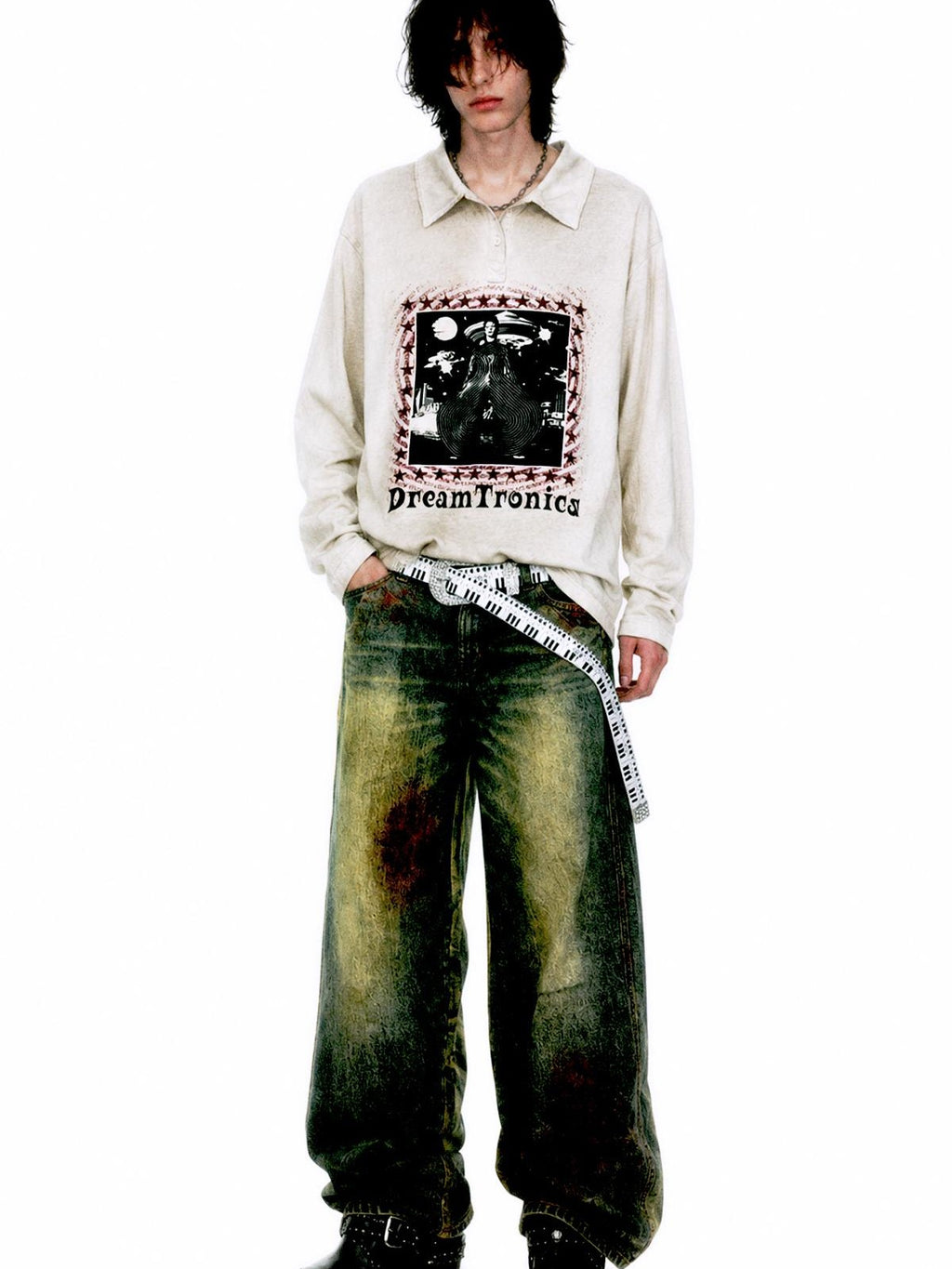 APRIORITY Distressed Print Loose Fit Women's Cotton Long Sleeve T-shirts