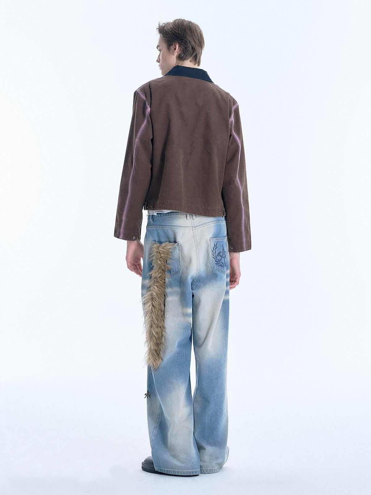 APRIORITY Distressed Sequin Embroidered Patchwork Collar Women's Cotton Utility Jackets