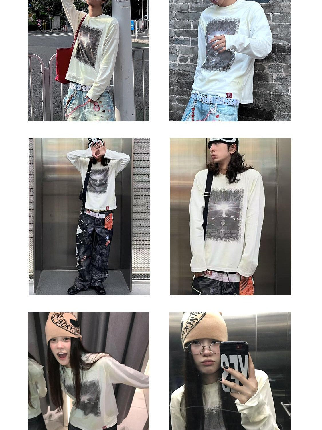 APRIORITY Distressed Washed Digital Lighthouse Print Women's Cotton Long Sleeve T-shirts