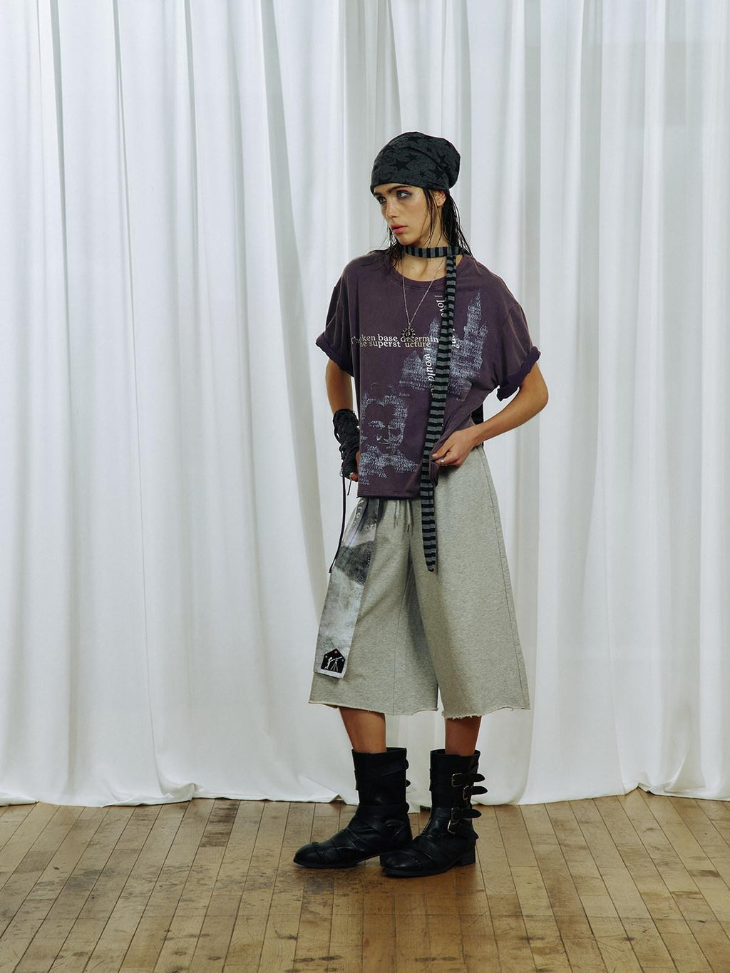 APRIORITY Dreamcatcher Print Skirt Panel Rolled Hem Drawstring Women's Athletic Shorts