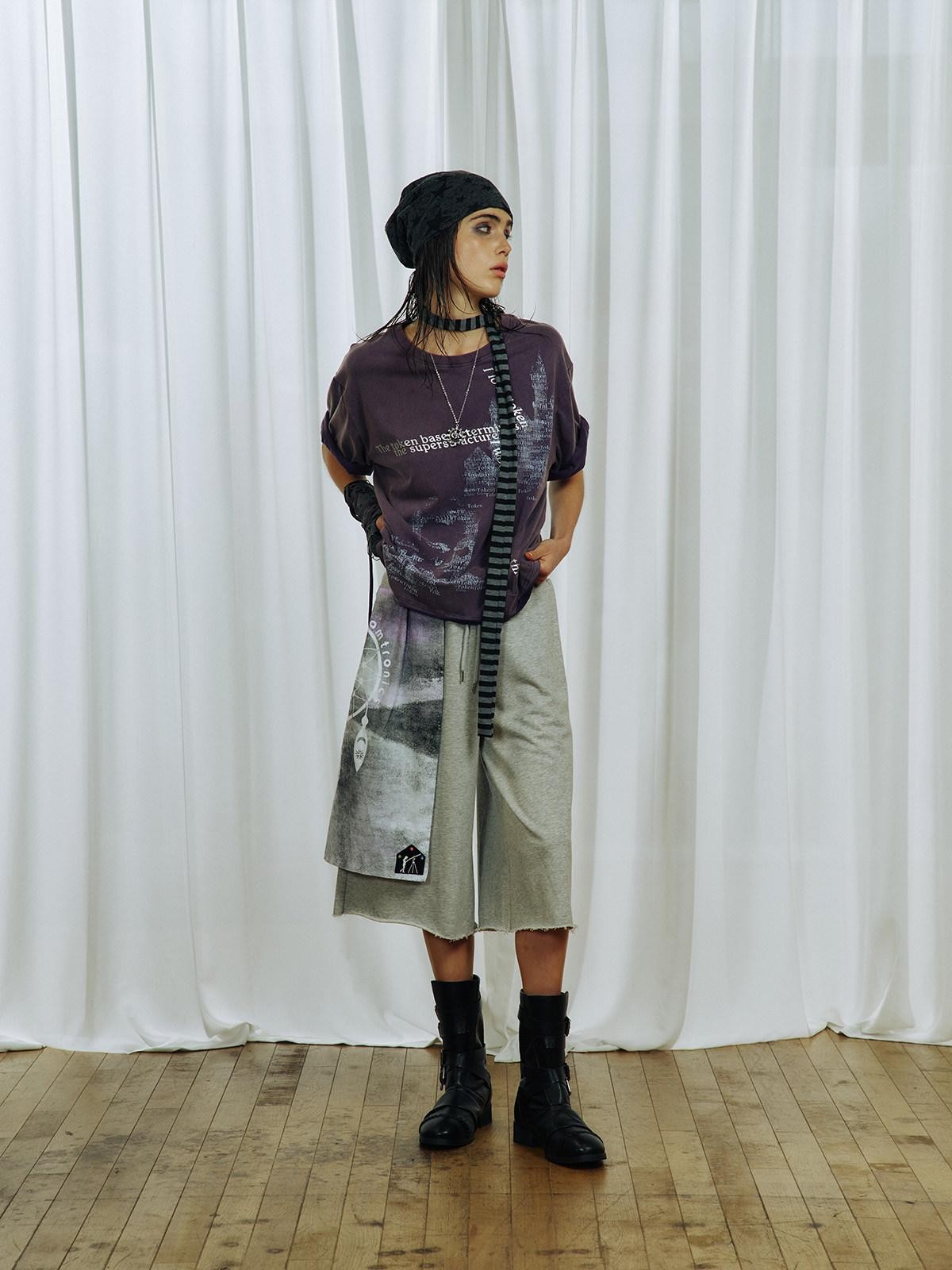 APRIORITY Dreamcatcher Print Skirt Panel Rolled Hem Drawstring Women's Athletic Shorts