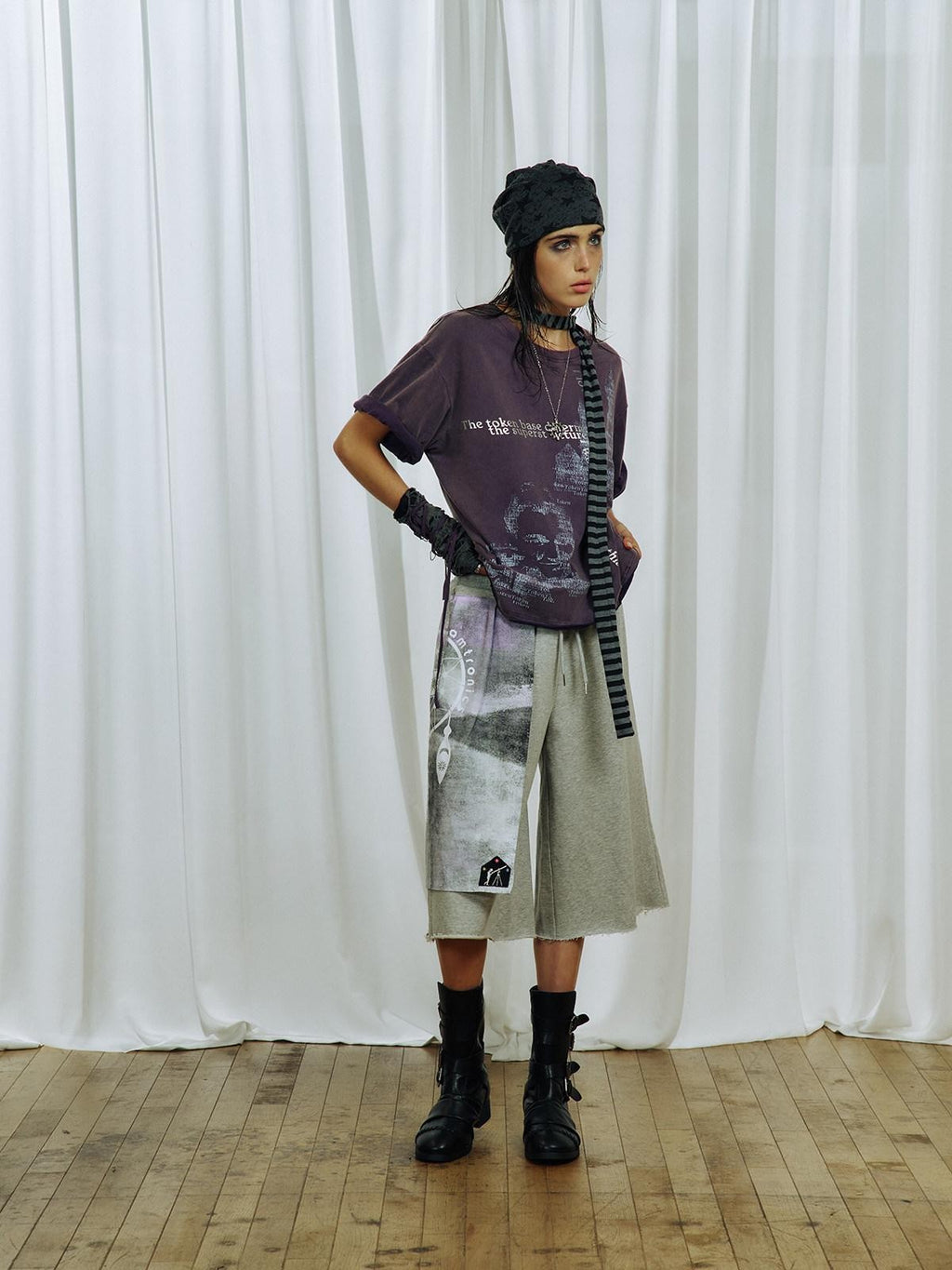 APRIORITY Dreamcatcher Print Skirt Panel Rolled Hem Drawstring Women's Athletic Shorts