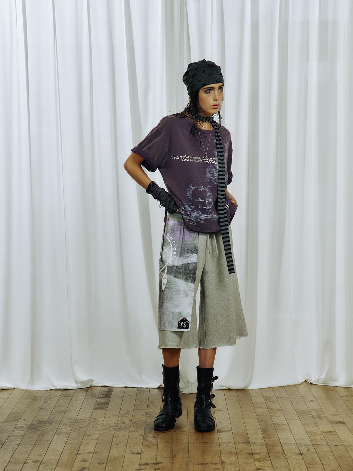 APRIORITY Dreamcatcher Print Skirt Panel Rolled Hem Drawstring Women's Athletic Shorts