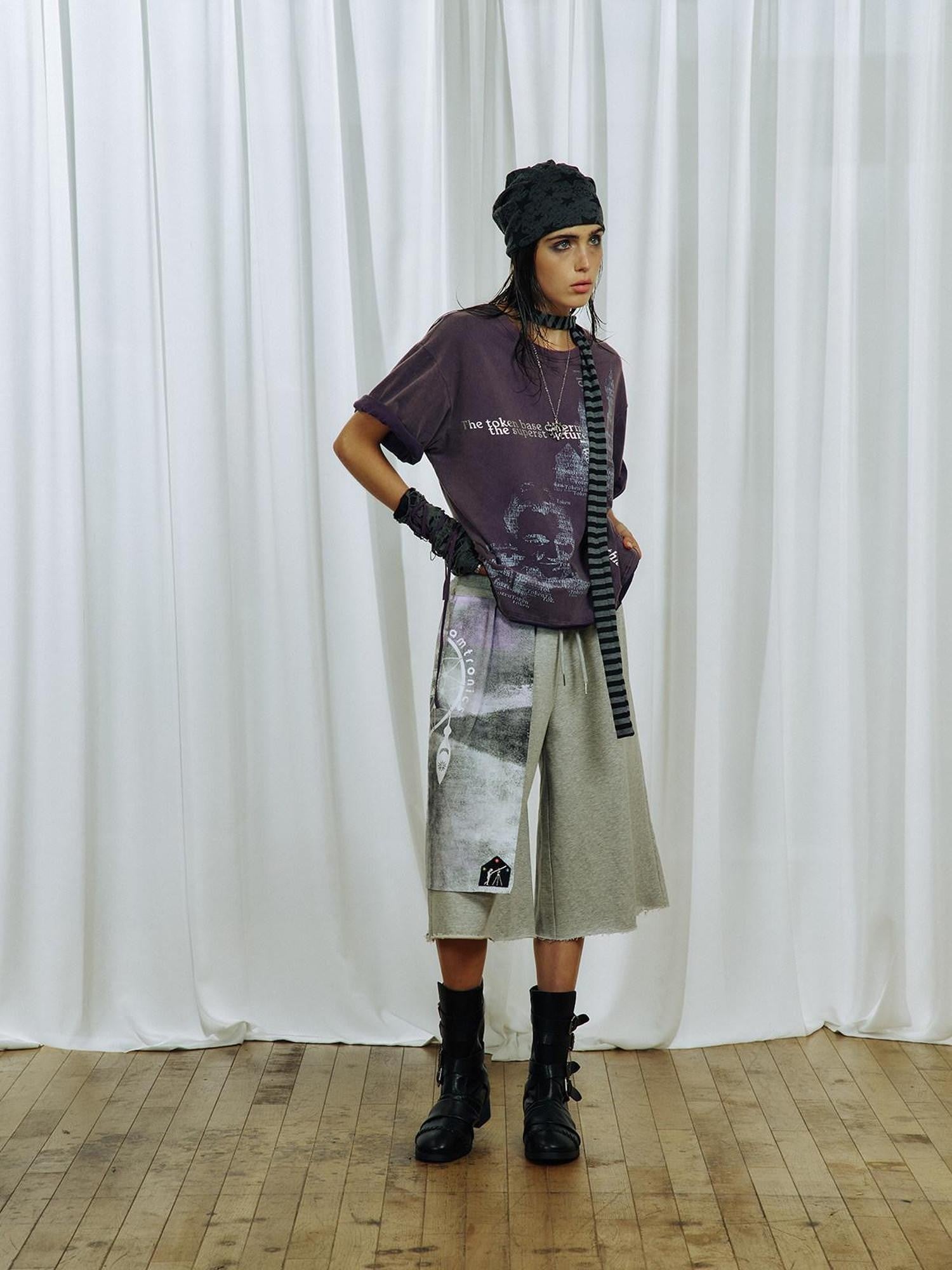APRIORITY Dreamcatcher Print Skirt Panel Rolled Hem Drawstring Women's Athletic Shorts