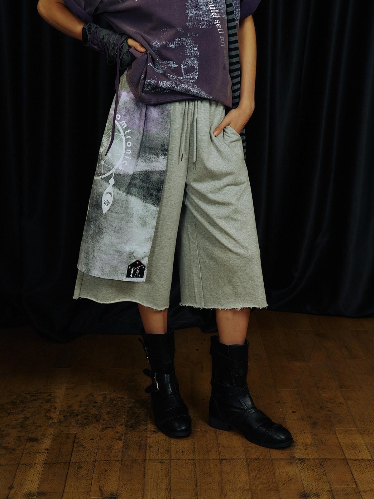 APRIORITY Dreamcatcher Print Skirt Panel Rolled Hem Drawstring Women's Athletic Shorts