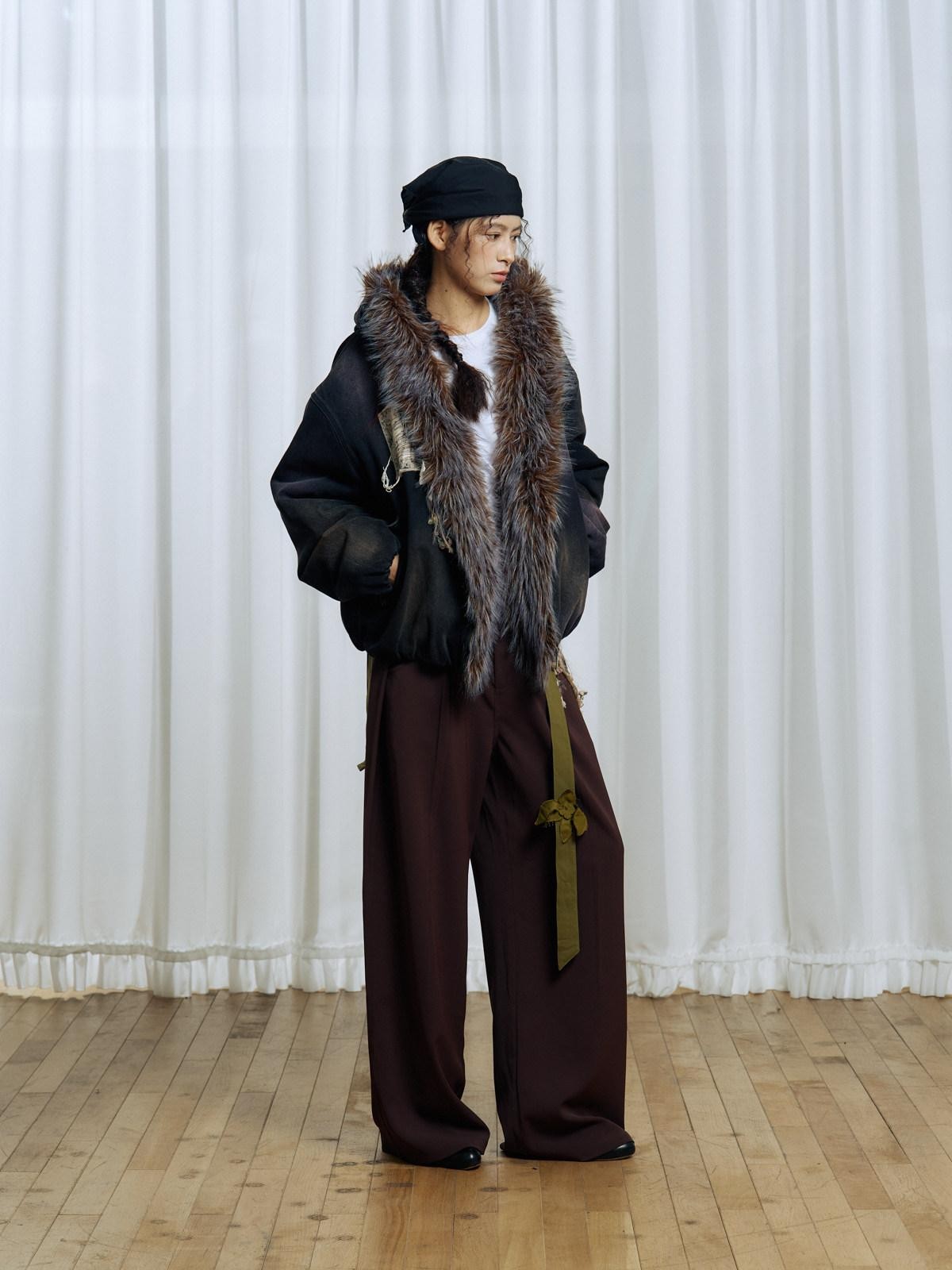 APRIORITY Embroidered Hooded Detachable Faux Fur Fleece Lined Women's Cotton Denim Jackets