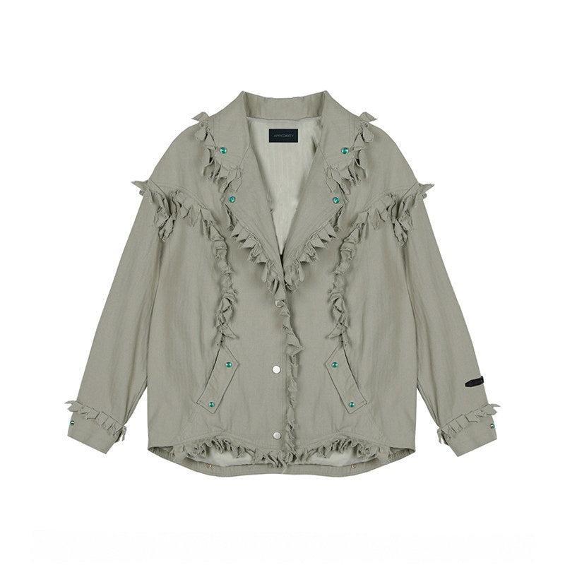 APRIORITY_Emerald_Gemstone_Frayed_Blazer_Distressed_Loose_Women's_Cotton_Shirt_Jackets_738933734357_MISSTT