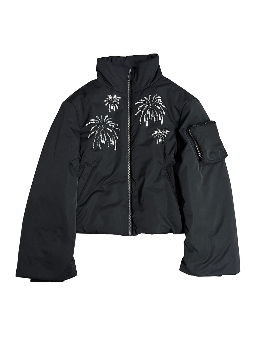 APRIORITY Firework Bead Tube Embroidery Stand Collar Women's Polyester Puffer Jackets
