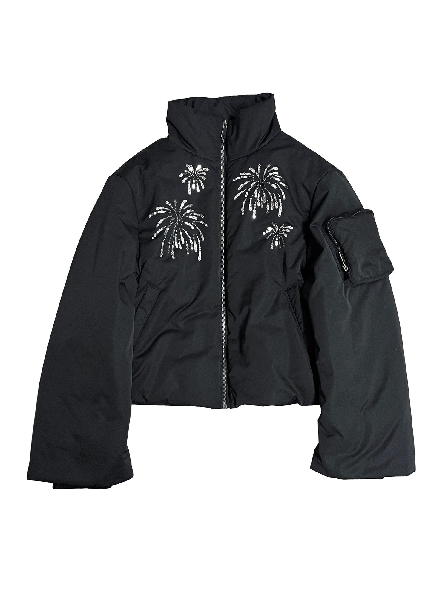APRIORITY Firework Bead Tube Embroidery Stand Collar Women's Polyester Puffer Jackets
