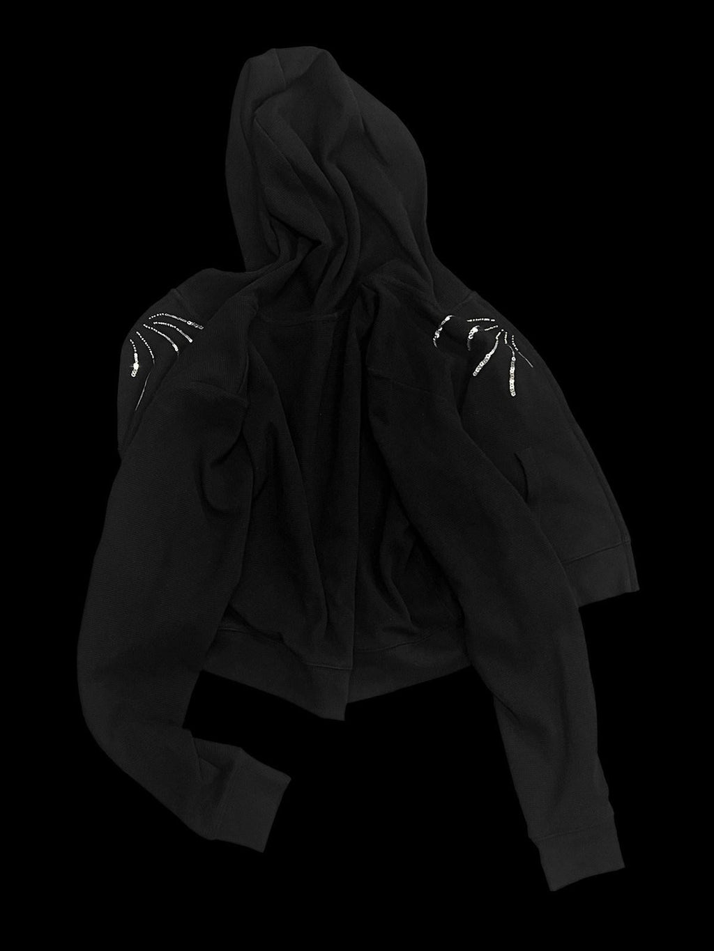 APRIORITY Firework Sequin Embroidered Slim Cropped Women's Cotton Blend Zip-up Hoodies