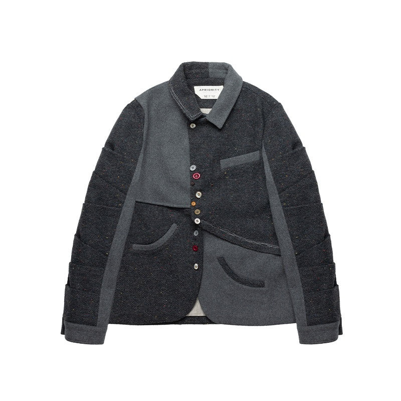 APRIORITY_Gray_Asymmetric_Pleated_Splice_Rounded_Hem_Women's_Wool_Blend_Blazers_988623190062_MISSTT