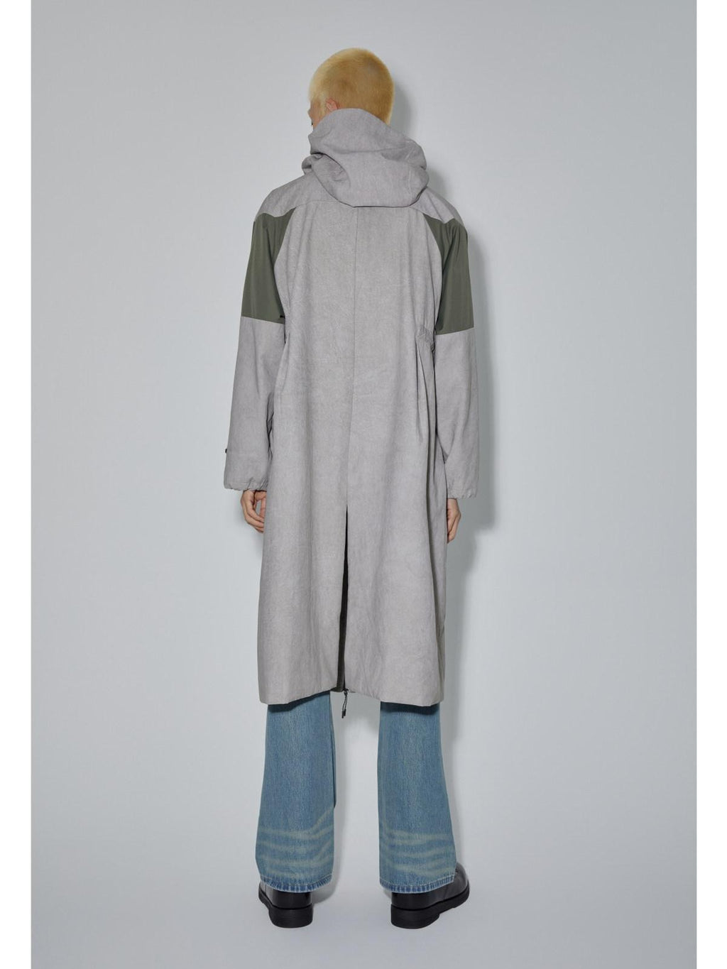 APRIORITY Gray Hooded Zip Oversized Long Functional Japanese Retro Women's Trench Coats