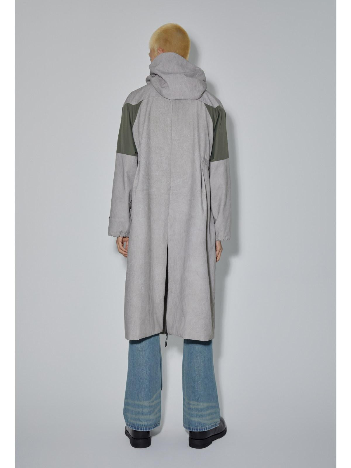 APRIORITY Gray Hooded Zip Oversized Long Functional Japanese Retro Women's Trench Coats