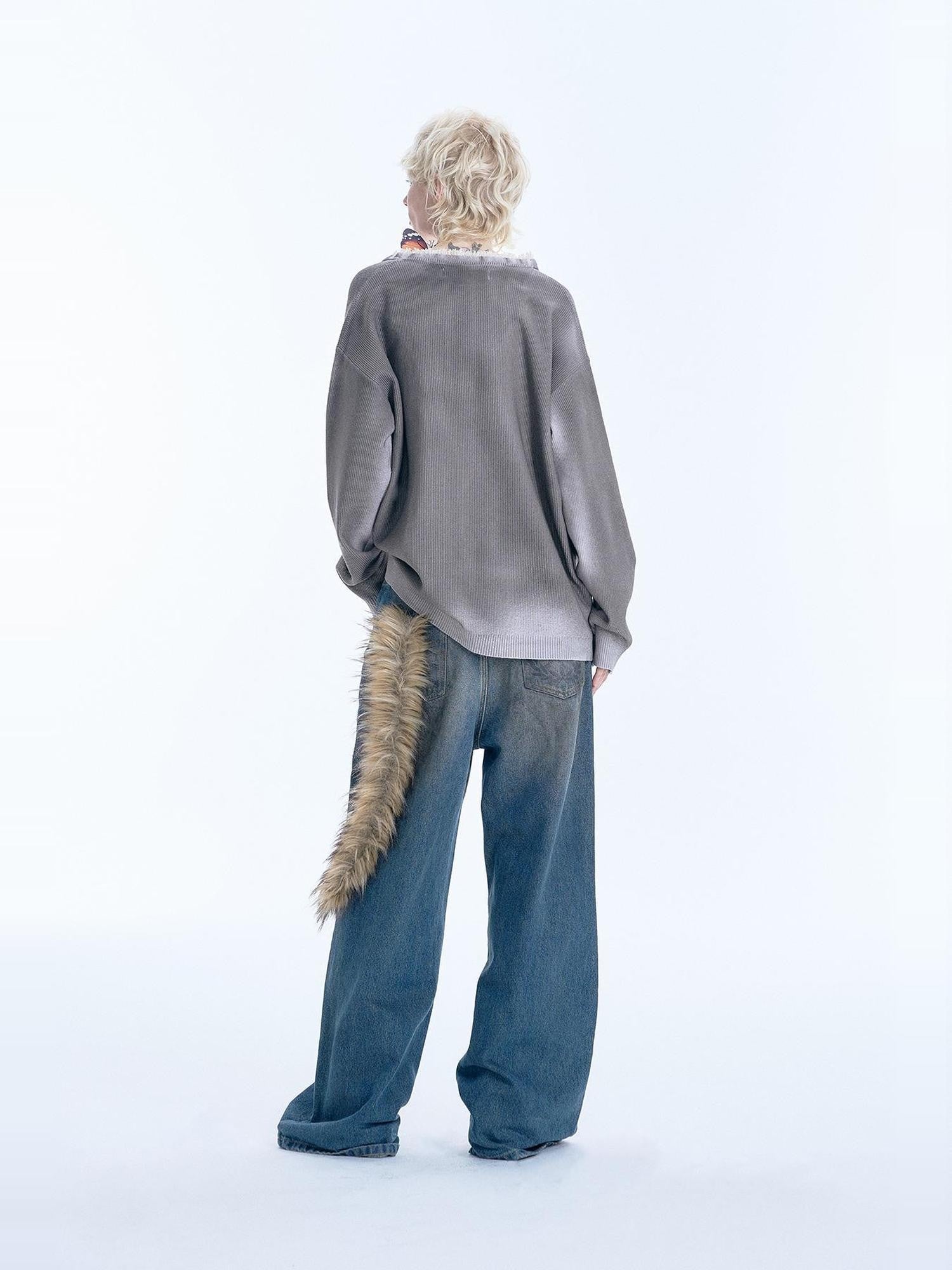 APRIORITY Gray Sequin Embroidered Distressed Women's Recycled Viscose Blend Cardigans