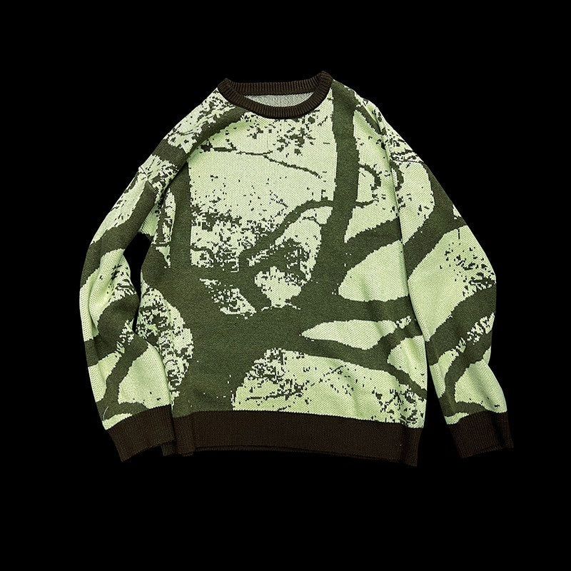 APRIORITY_Green_Allover_Tree_Print_Round_Neck_Women's_Wool_Blend_Sweaters_836732642761_MISSTT