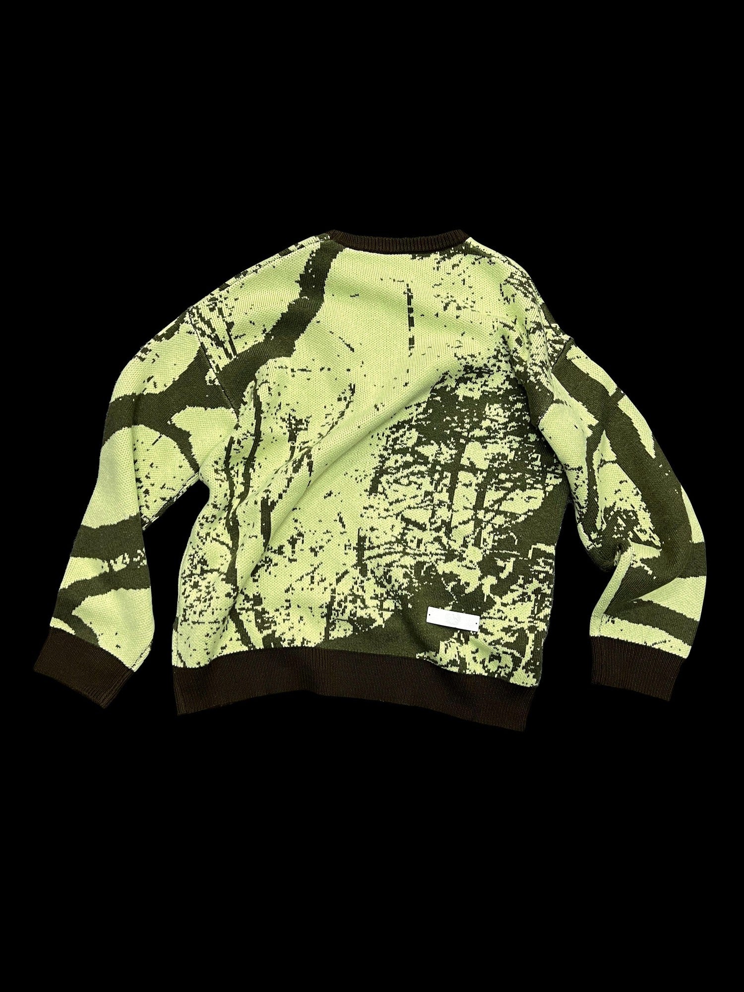 APRIORITY Green Allover Tree Print Round Neck Women's Wool Blend Sweaters