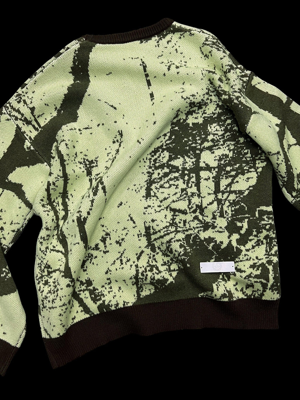 APRIORITY Green Allover Tree Print Round Neck Women's Wool Blend Sweaters