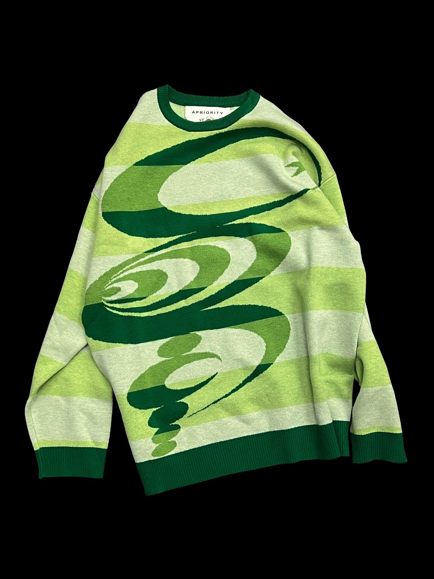 APRIORITY Green Crop Circle Graphic Women's Merino Wool Blend Pullover Sweaters
