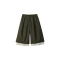 APRIORITY_Green_Printed_Raw_Hem_Wide_Leg_Button_Detail_Women's_Cotton_Sweat_Shorts_1032921154085_MISSTT