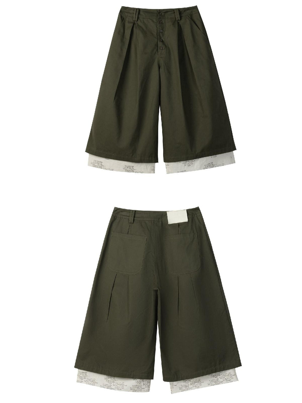 APRIORITY Green Printed Raw Hem Wide Leg Button Detail Women's Cotton Sweat Shorts